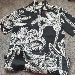 Black and White Tropical Swim Coverup